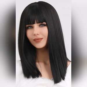 6"x10" 100% Human Hair Clip In French Bangs 5g BLACK